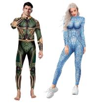 Aquaman Cosplay Costume Halloween Jumpsuit Slim Fit Long Sleeve T-Shirt Party Outfit For Adults