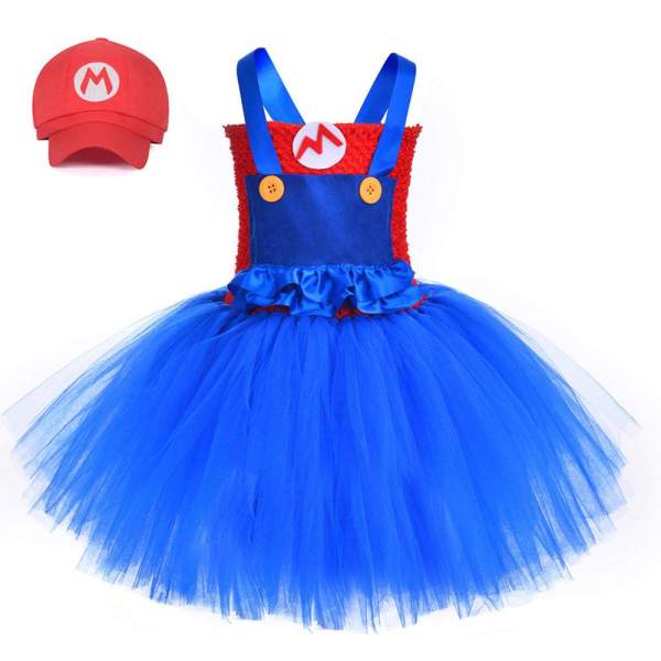 Super Mario Bros Mario Luigi Cartoon Suit Halloween Cosplay Tutu Dress