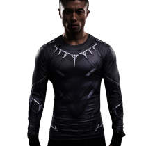 Black Panther Superhero Sport Men T-shirts Long Sleeve Tee
