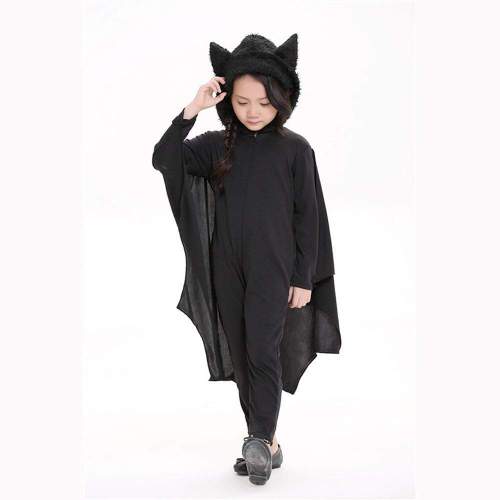 Child Kids Halloween Bat Cosplay Costume with Hood and Gloves