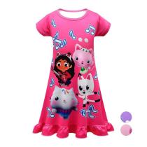 Gabby's Dollhouse Costume Dresses Nightgown Short Sleeve Princess Pajamas Ruffle Night Dress For Girls