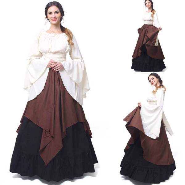 Women Medieval Renaissance Costume Dress Vintage Halloween Cosplay