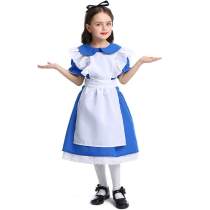 Alice Cosplay Costume Blue Dress Princess Maid Outfits Dress Halloween Party For Girls