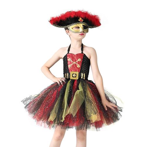 Halloween sequin mesh girl's cosplay pirate costume