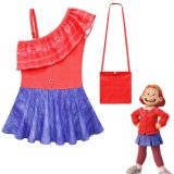Turning Red Girls Swimsuit Beach Sport One-piece Swimwear Dress Bathing Suits Oblique Shoulder
