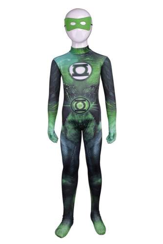 Green Lantern Hal Jordan Muscle Suit Kids Superhero Cosplay Costume