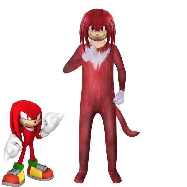 Sonic Movie Knuckles Cosplay Costume Party Children Jumpsuit Romper Outfit Set Dress Up For Kids
