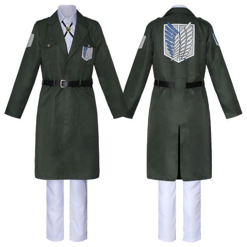 Attack On Titans Costumes The Final Season Trench Coat Anime Cosplay Uniform Army Green Suit