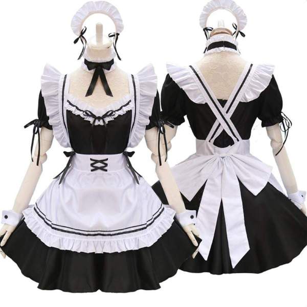 Women Girls Classic Princess Cute Lolita Dress Halloween Gothic Cosplay French Maid Dress Anime Party Costumes