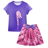 Rapunzel Costume Princess Dress Suit 3pcs Top Shirt Skirt Suit Tee Round Neck with Bag For Toddler Girls