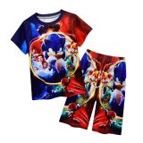 Sonic The Hedgehog T-Shirt Shorts Set Summer Outfits Costume Cosplay Halloween Party Dress Up For Kids