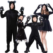 Halloween Cosplay Costume Black Devil Cat Stage Performance Cute Jumpsuit For Kids Adults