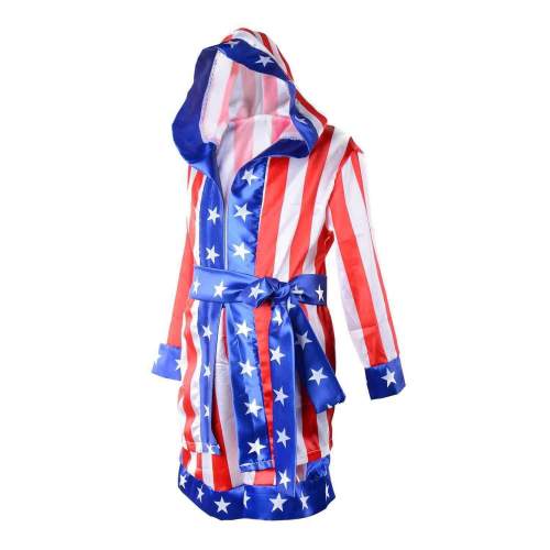 Boxer Cosplay Costume Rocky Balboa Suit Uniform American Star Stripes Robe Italian Boxing Outfit Set for Kids