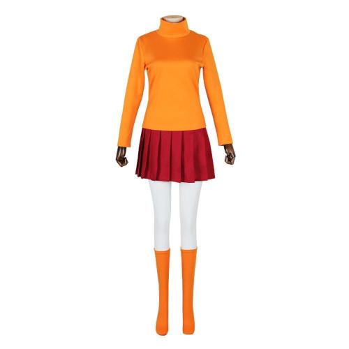 Scooby-Doo Velma Cosplay Costumes Cartoon Halloween Suit Outfit Sets Dress Up Uniform For Women