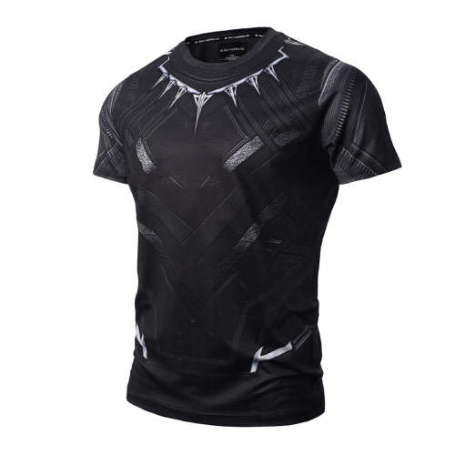 Black Panther Men T shirt Short Sleeve Running Fitness Tee Top