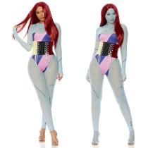 Blue Mummy Cosplay Halloween Costumes Horror Zombie Zentai Haunted House Cosplay Jumpsuit for Women