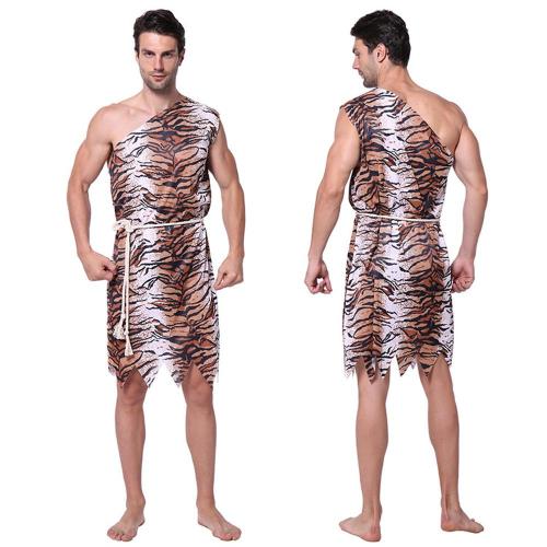 Halloween Primitive Cosplay Costume Tiger Pattern Adult Outfits