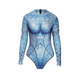 Aquaman Costume Swimwear Jumpsuit Long Sleeve Halloween Party Bathing Suit Surfing Wetsuit For Women