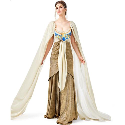 Egyptian Queen Dress Cosplay Costume Cleopatra Halloween Party Outfit Set Fancy Dresses for Women