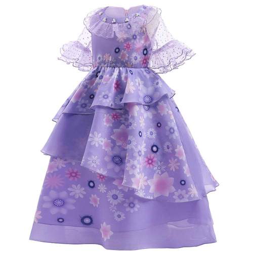 Girls Encanto Isabela Costume Cartoon Princess Dress Fancy Party Outfits