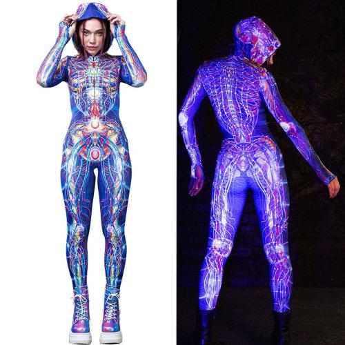 Organ printing purple and blue 2 color zentai costumes