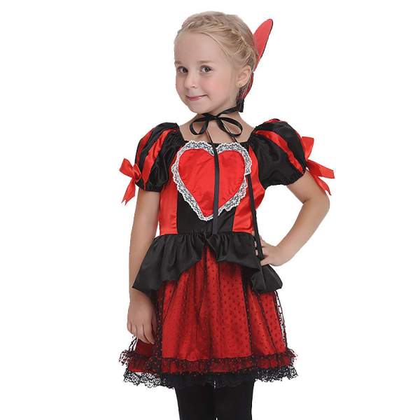 Red Queen Of Hearts Dress Kids Halloween Cos Costume Children's Day
