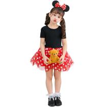 Cute polka dot little mouse red and black short veil dress