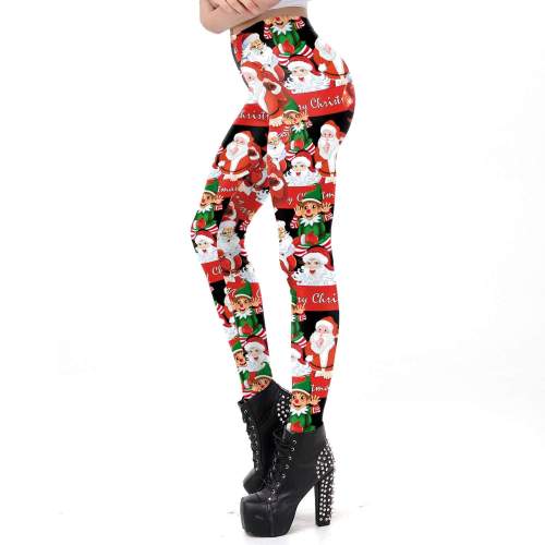 Christmas Printing Fashion Tight Elastic Leisure Sports Leggings Women