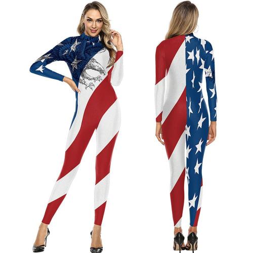 Independence Day Costumes American Flag National Day Digital Print Jumpsuit July Fourth Women Zentai