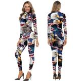 US National Day Jumpsuit American Flag Eagle Printed 4th of July Costumes Independence Day Uniform Zentai