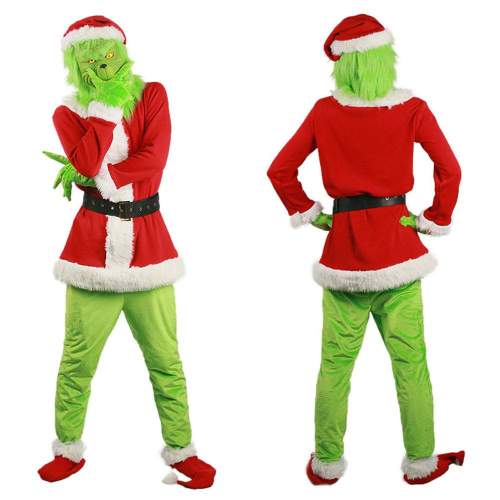 Christmas The Grinch Cosplay Costumes Party Performance Furry Santa Suit