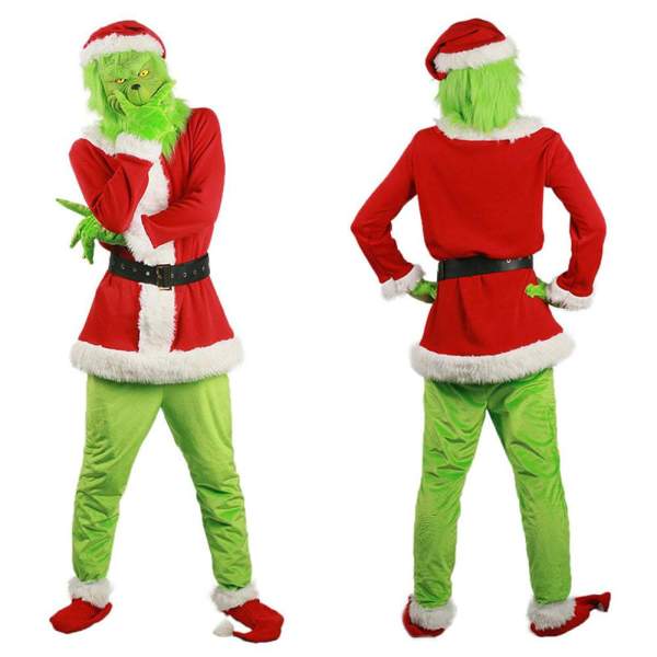 Christmas The Grinch Cosplay Costumes Party Performance Furry Santa Suit
