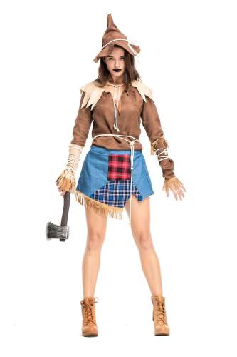 The Wizard Scarecrow Cosplay Costume for Halloween Party COS