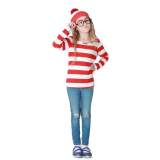 Children's Where's Wally Waldo Costume Red White Stripe Long Sleeves