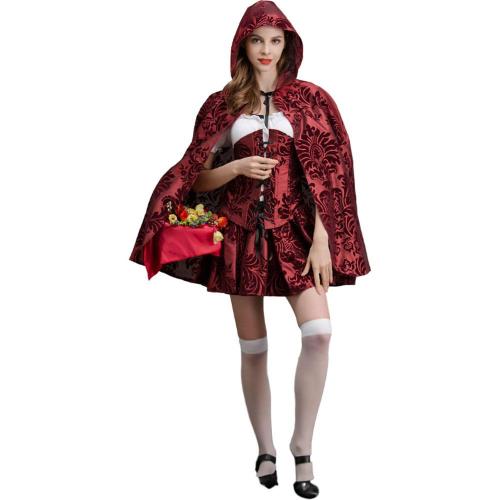 Halloween adult witch Little Red Riding Hood cloak costume
