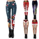 Christmas Women's Print Personalized Lace Stretch Leggings