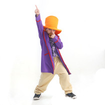 Kids Willy Wonka Charlie and the Chocolate Factory Johnny Depp Cosplay Suit Costume Set