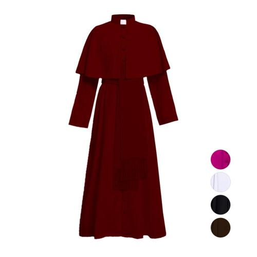 Unisex Men Solid Long Father Vicar Fancy Medieval Priest Cosplay Costumes Party Props