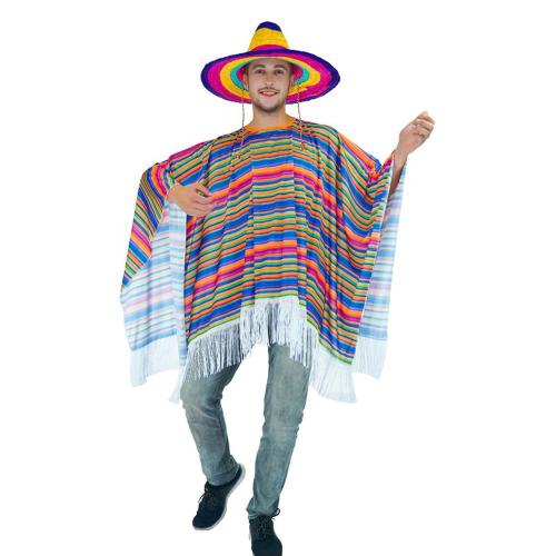 Man Mexican Poncho Colorful Funny Capes Party Costumes for Outdoor