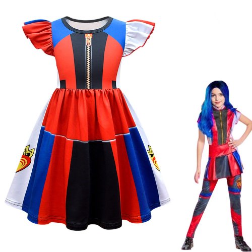 Descendants 3 Costume A-line skirt with flying sleeves Cosplay Dress