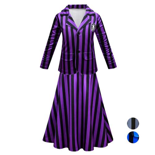 Wednesday Costume The Addams Family Cosplay Long Sleeve suit skirt For Kids