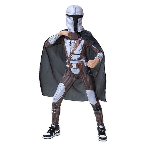 Mandalorian The Bounty Hunter cosplay costume zentai jumpsuit Doll Party Halloween Costume for kids