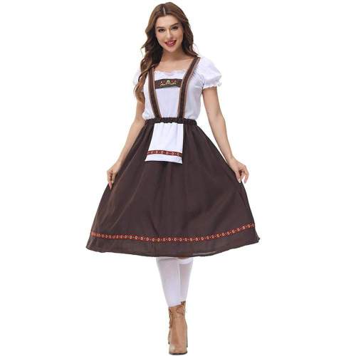 Oktoberfest Khaki Suspender Skirt Two Piece cosplay costumes Dress