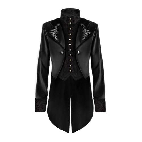Vampire Gothic Jackets Vintage Halloween Costumes Standing Collar Court Medieval Retro Tailcoat for Men