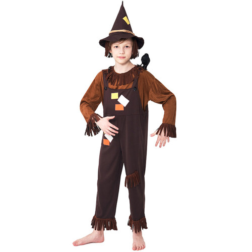 Overalls scarecrow Children Halloween carnival costume for kids