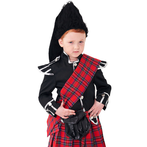 Scottish Red Tartan Honor Guard Children Halloween carnival costume for kids
