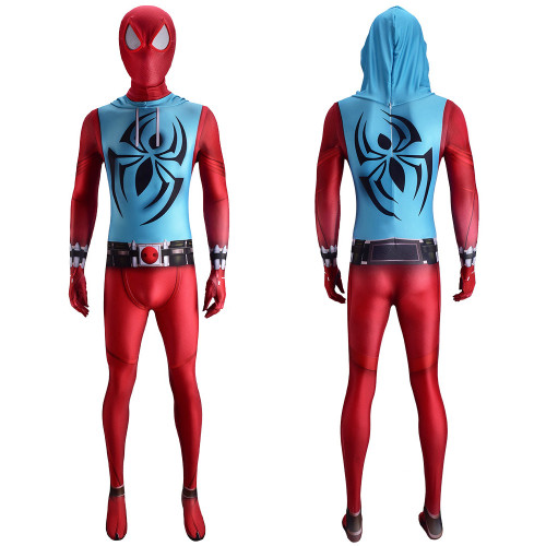 Spiderman Scarlet Spider Cosplay Costume Jumpsuit Halloween for Kids and Adult