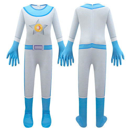 Princess Peach Super Mario Bros Kids Blue Jumpsuit Outfits Cosplay Costume