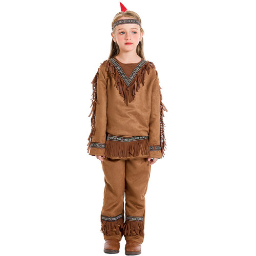 Native Indian Savages Outfits Halloween Carnival Suit Cosplay Costume For Kids