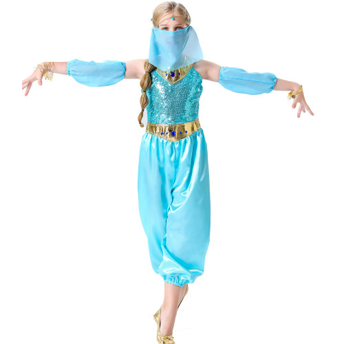 Arabian Princess Jasmine Outfits Halloween Carnival Suit Cosplay Costume For Kids